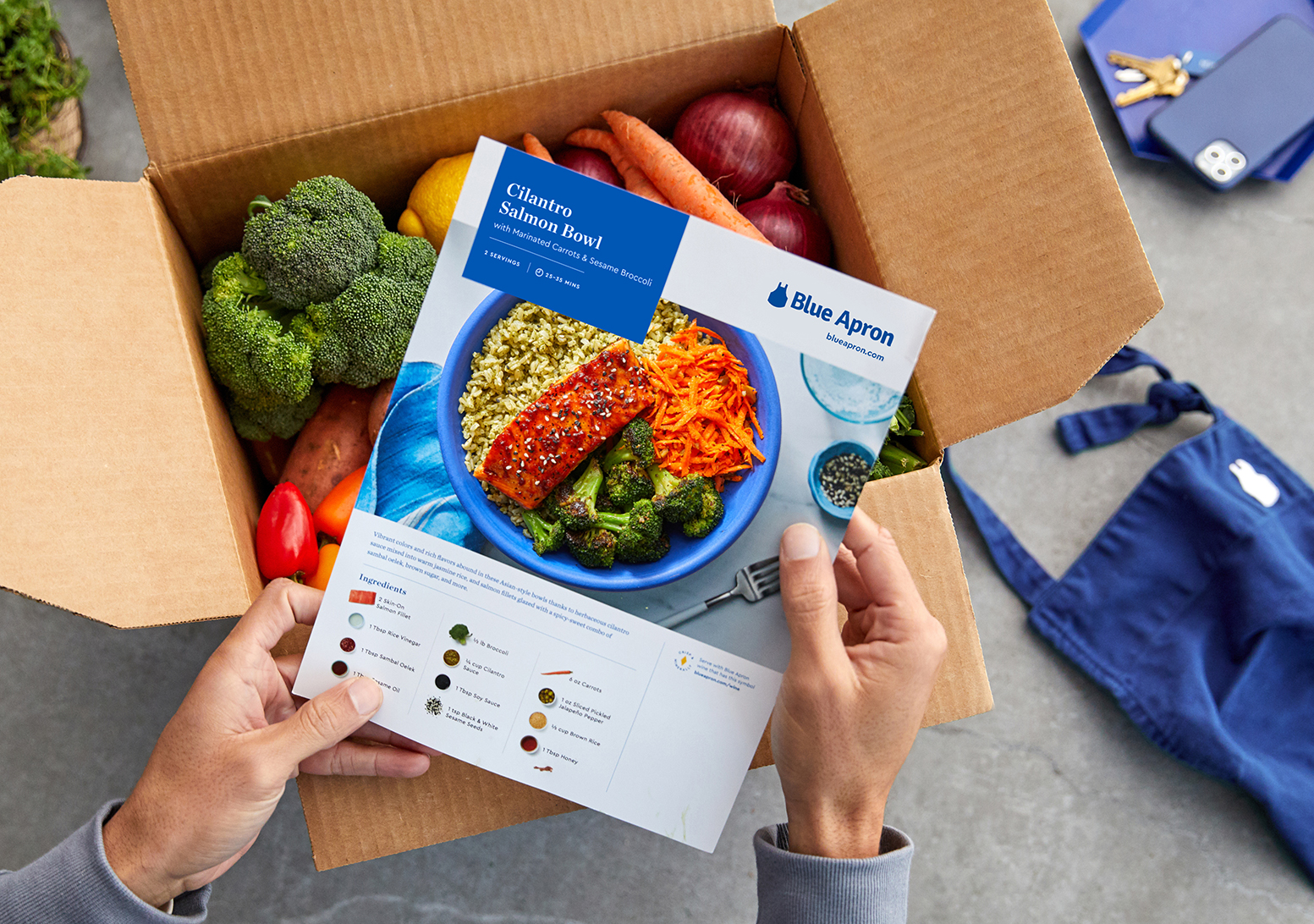 Blue deals apron box